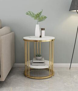 WOZOD The Nesting Round Coffee Table and Metal Side/End Table Over Lay Top