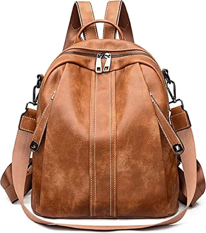 Women Multipurpose Multi Pockets Tote Ladies' Infantry Pack Top Handle Knapsack Crossbody Climbing Work Flexible Tie Backpack Ladies' rucksack school sack for young ladies rucksack (Medium Size)