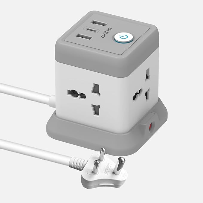 Artis AR-4SS-3USBCB 4 Universal Sockets with 2 USB Ports & 1 USB Type C Port with Circuit Breaker Surge Protector