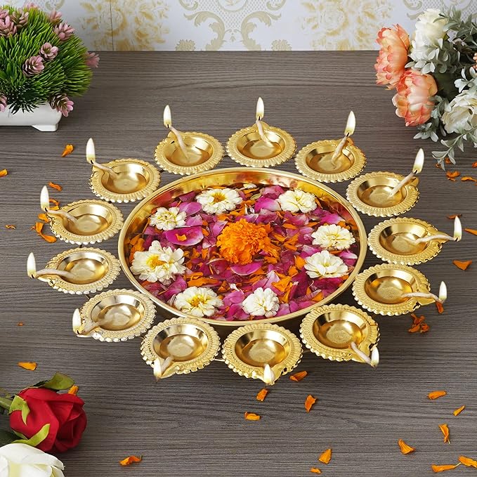 Webelkart Diya Shape Flower Decorative Urli Bowl for Home