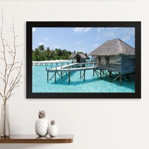 GADGETS WRAP Printed Photo Frame Matte Painting for Home Office Studio Living Room Decoration (14x11inch Black Framed) - Sea House
