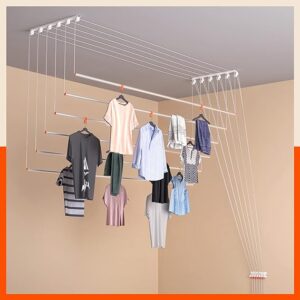 Bathla Mobidry Exa Stainless Steel Ceiling Cloth Dryer | Compact Design with Easy and Quick Drying - 6ft x 6 Pipes